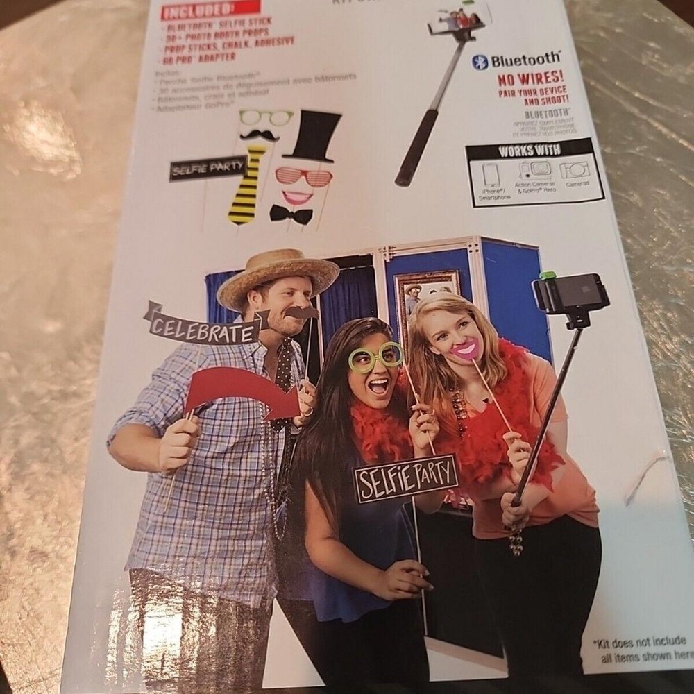 Selfie Bluetooth Stick - Party Photo Booth Kit  30 Props